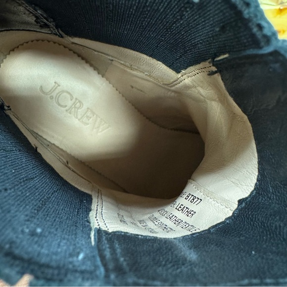 J Crew Black Leather Croc-Embossed Pull-on Ankle Boots - Picture 8 of 10